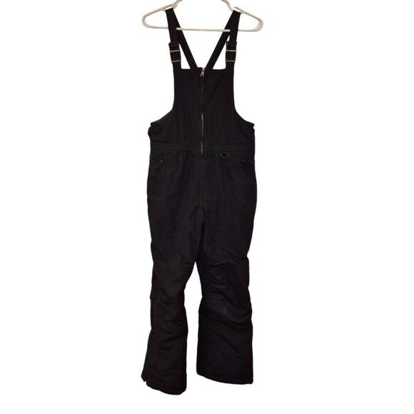 Lands' End Kid's Black Nylon/Poly Squall Waterproof Iron Knee Snow Overall Pants